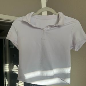 Alo Yoga White Cropped Collared Tshirt